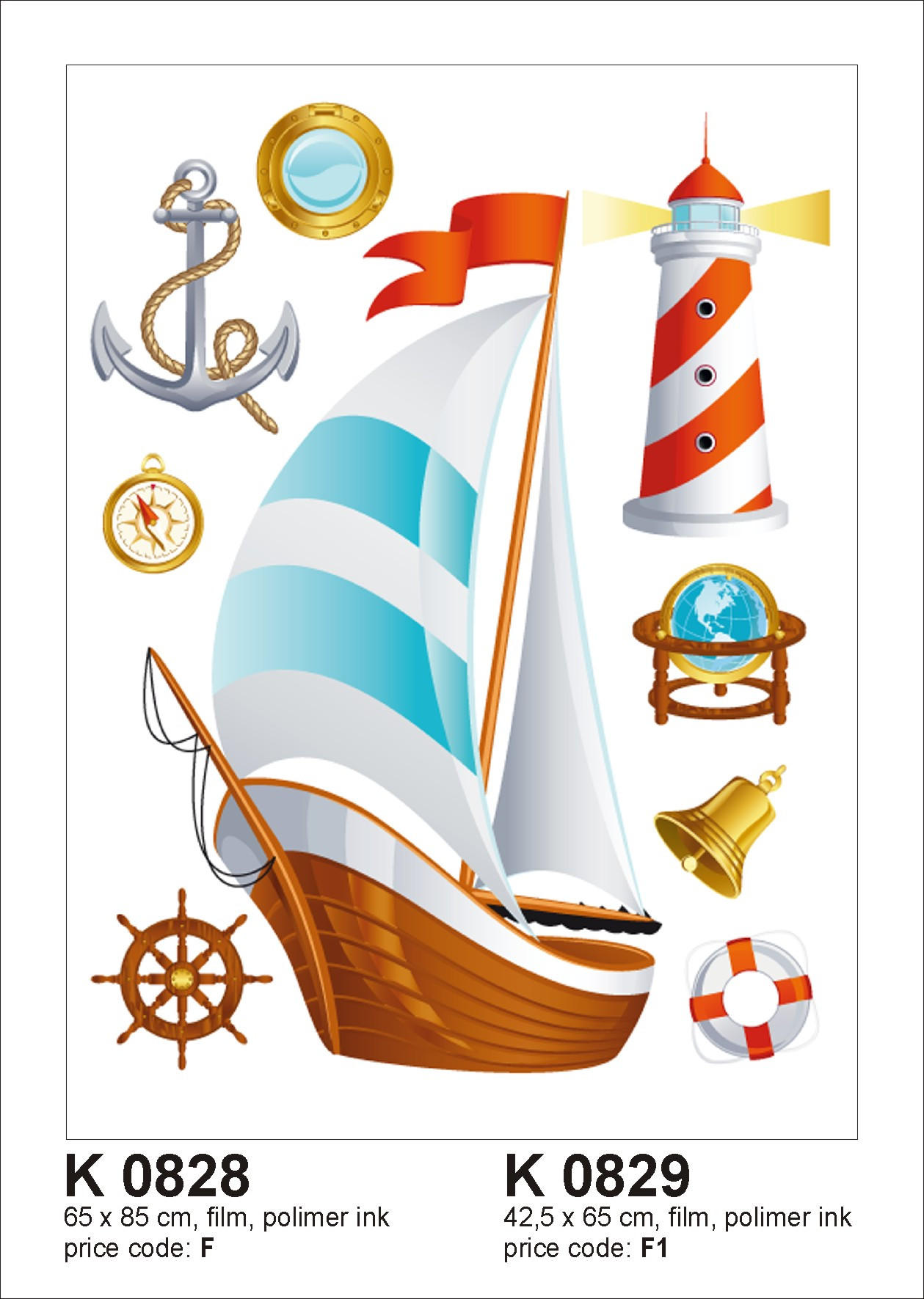 WANDTATTOO Segelboot 65 x 85 cm - Multicolor, Papier (85/65/65cm) - Sanders & Sanders