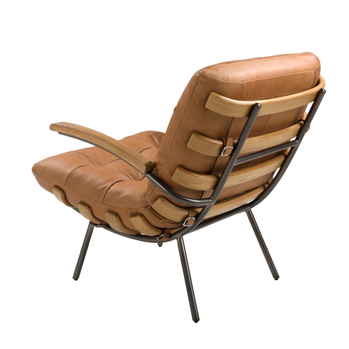 SESSEL Sessel aus braunem Leder und Esche 70/91/80 cm - Braun, Leder (70/80/91cm) - ANGEL CERDA