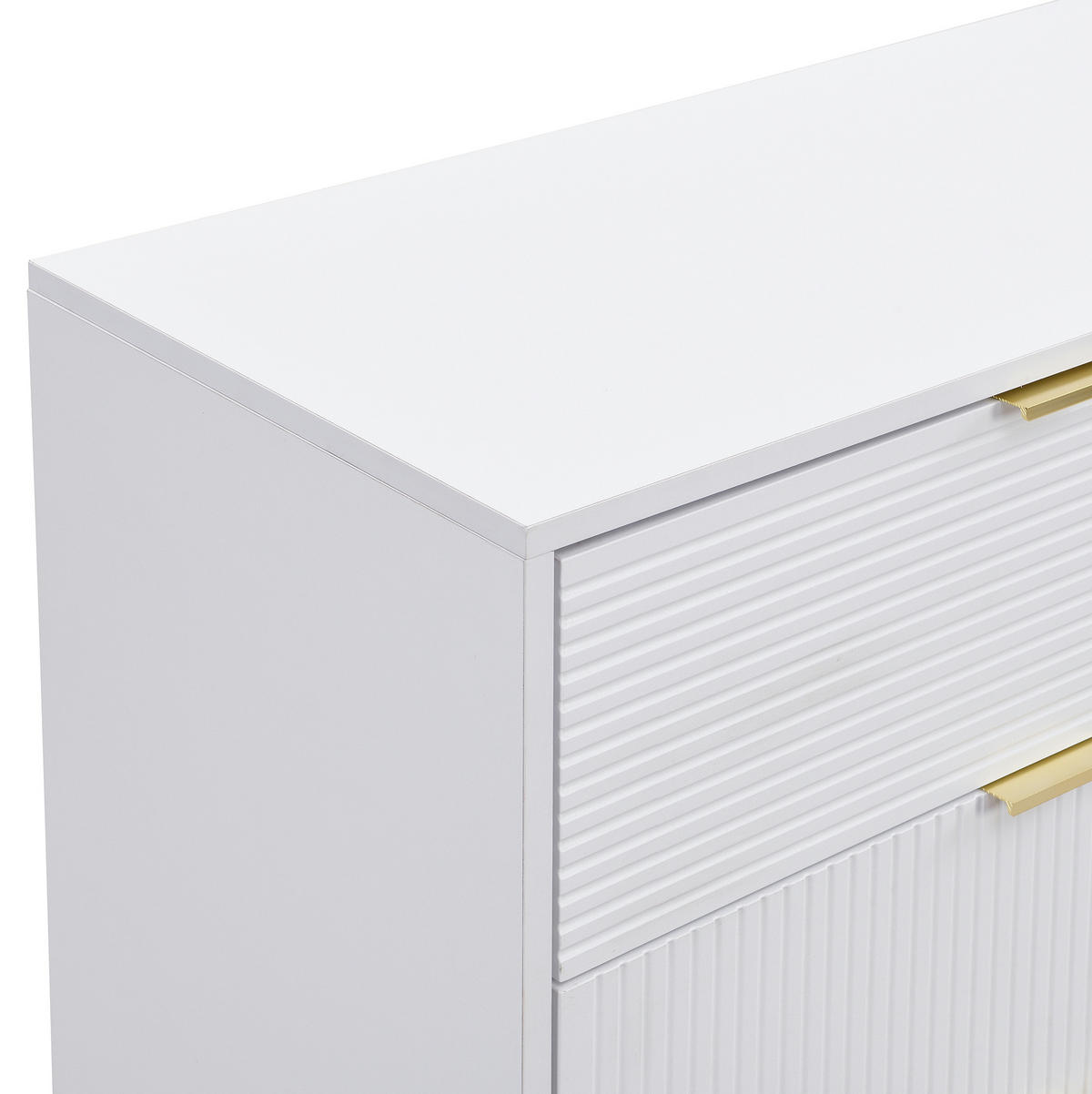 SIDEBOARD 120/38/80.5 cm Weiß/Gold aus MDF mit 3 Schubladen und 2 Türen - Weiß, Holzwerkstoff (38/80.5/120cm) - OKMYHOME