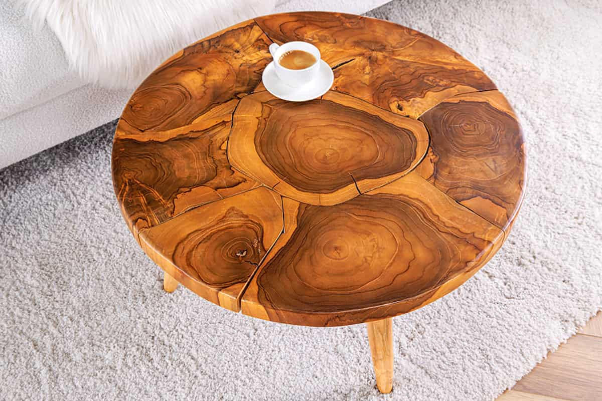 COUCHTISCH MOSAIK Teakholz rund Natur 60cm - Braun, Holz (60/60/40cm) - riess-ambiente