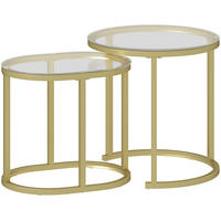 COUCHTISCH-SET aus 50x50x50 cm Stahl und Hartglas Gold, stapelbar mit verstellbaren Füßen - Goldfarben, Metall (50/50/50.5cm) - IVMEU