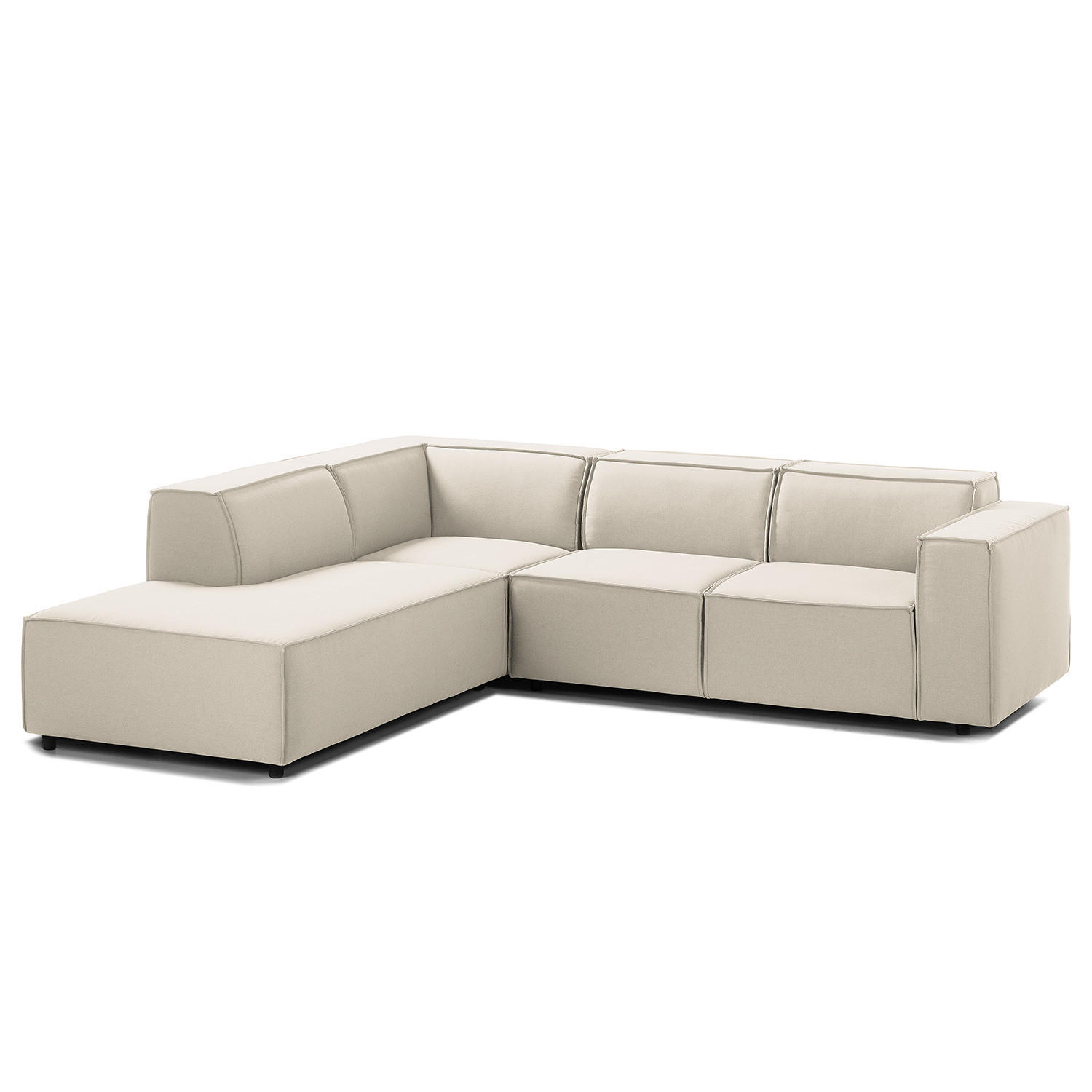 ECKSOFA mit Ottomane - Schwarz/Weiß, Kunststoff/Textil (260/234cm) - home24