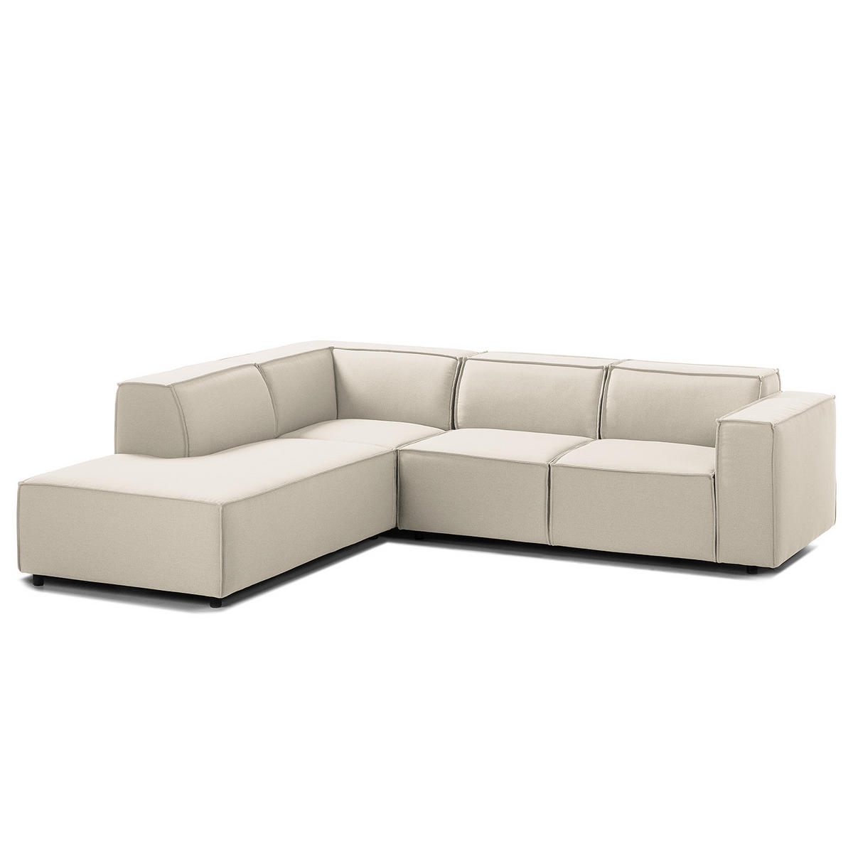 ECKSOFA mit Ottomane - Schwarz/Weiß, Kunststoff/Textil (260/234cm) - home24