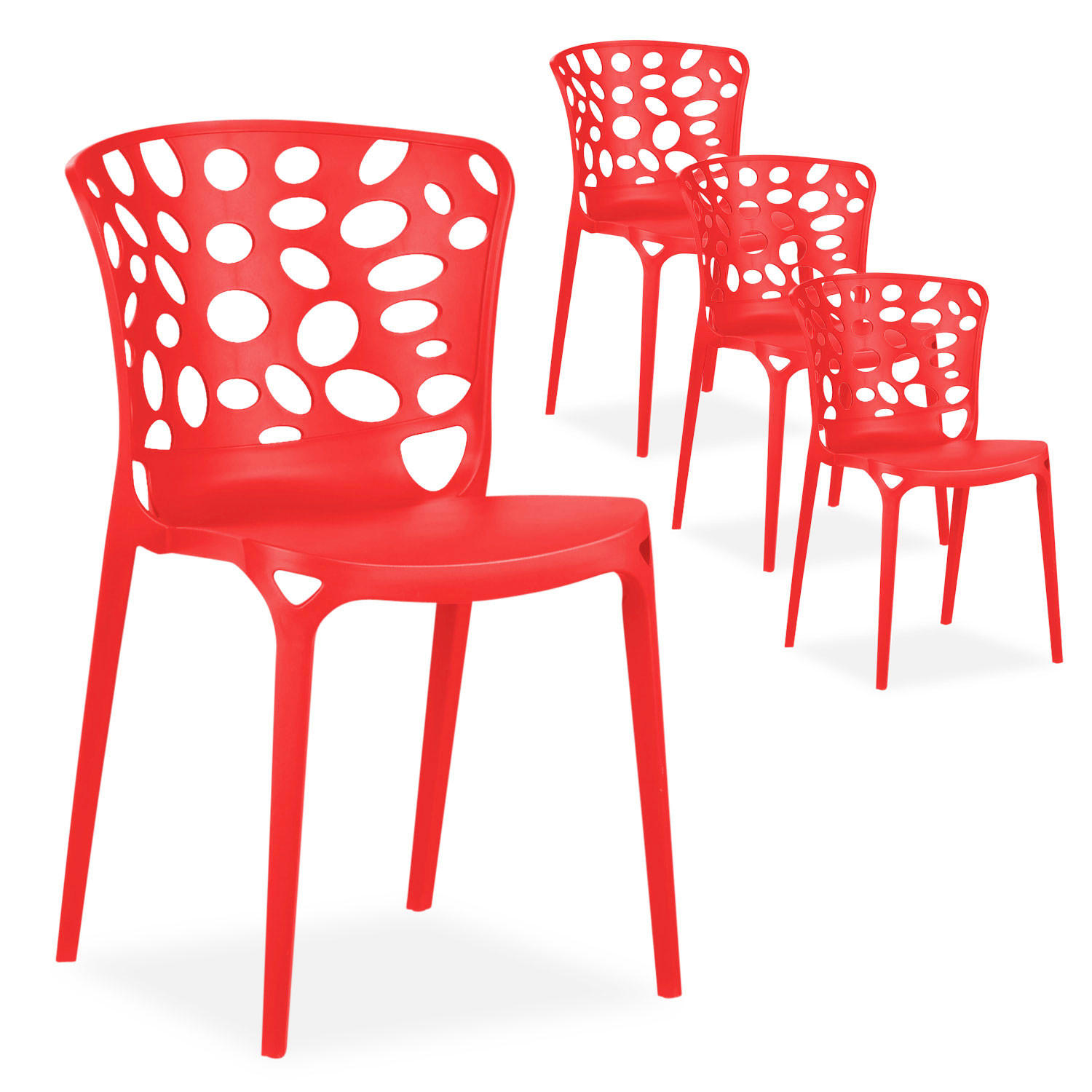 GARTENSTUHL 4er-Set Kunststoff Rot - Rot, Kunststoff (47/83/47cm) - Homestyle4u