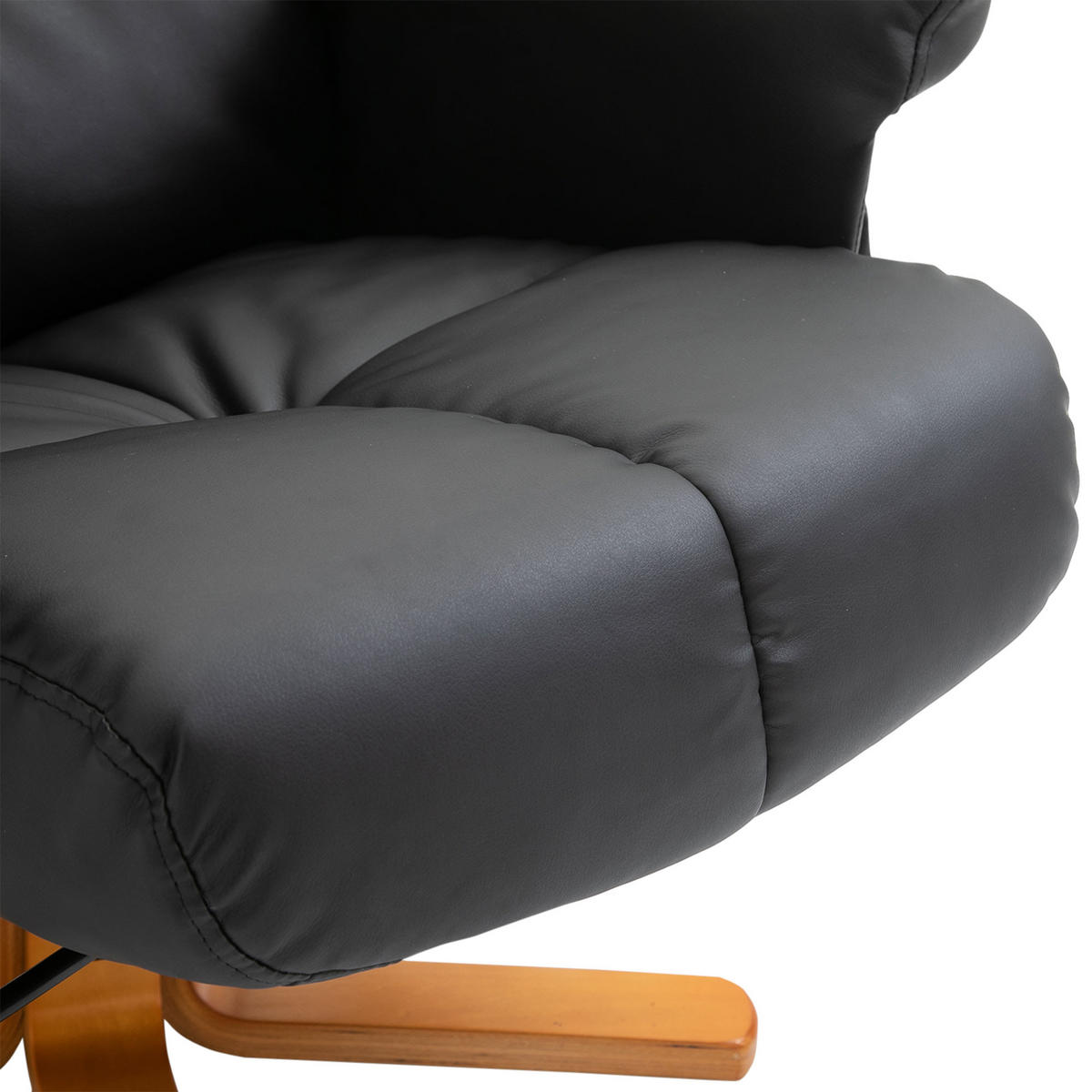 RELAXSESSEL mit Liegefunktion Massagesessel mit Fußhocker Polyester Schwarz - Anthrazit/Schwarz, Leder/Holz (86/99/80cm) - HOMCOM