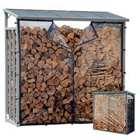 KAMINHOLZREGAL Außen Pro 185/70/185 cm Aluminium Grau mit Wetterschutz Transparent 2,3 m³ / 3,5 SRM - Transparent/Grau, Metall (185/185/70cm) - QUICK STAR