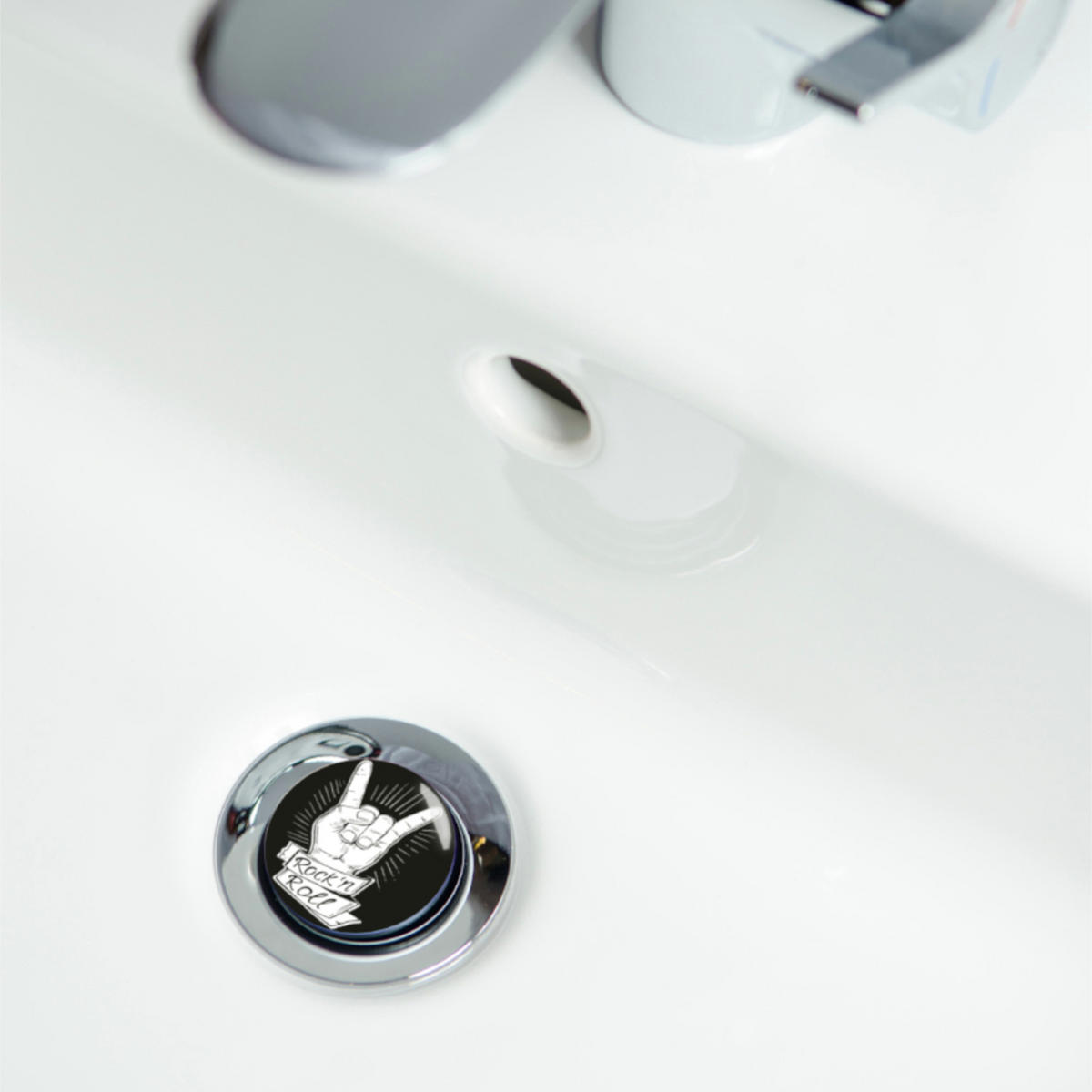 WASCHBECKENSTÖPSEL Rock 'N' Roll - Schwarz, Kunststoff/Metall (4/7/7cm) - Sanilo