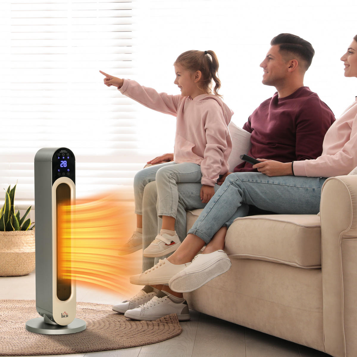 HEIZLÜFTER DE-17022 Oszillierend PTC 1100/2200 W Schwarz - Silberfarben, Kunststoff (25/73.5/25cm) - ComfortXL