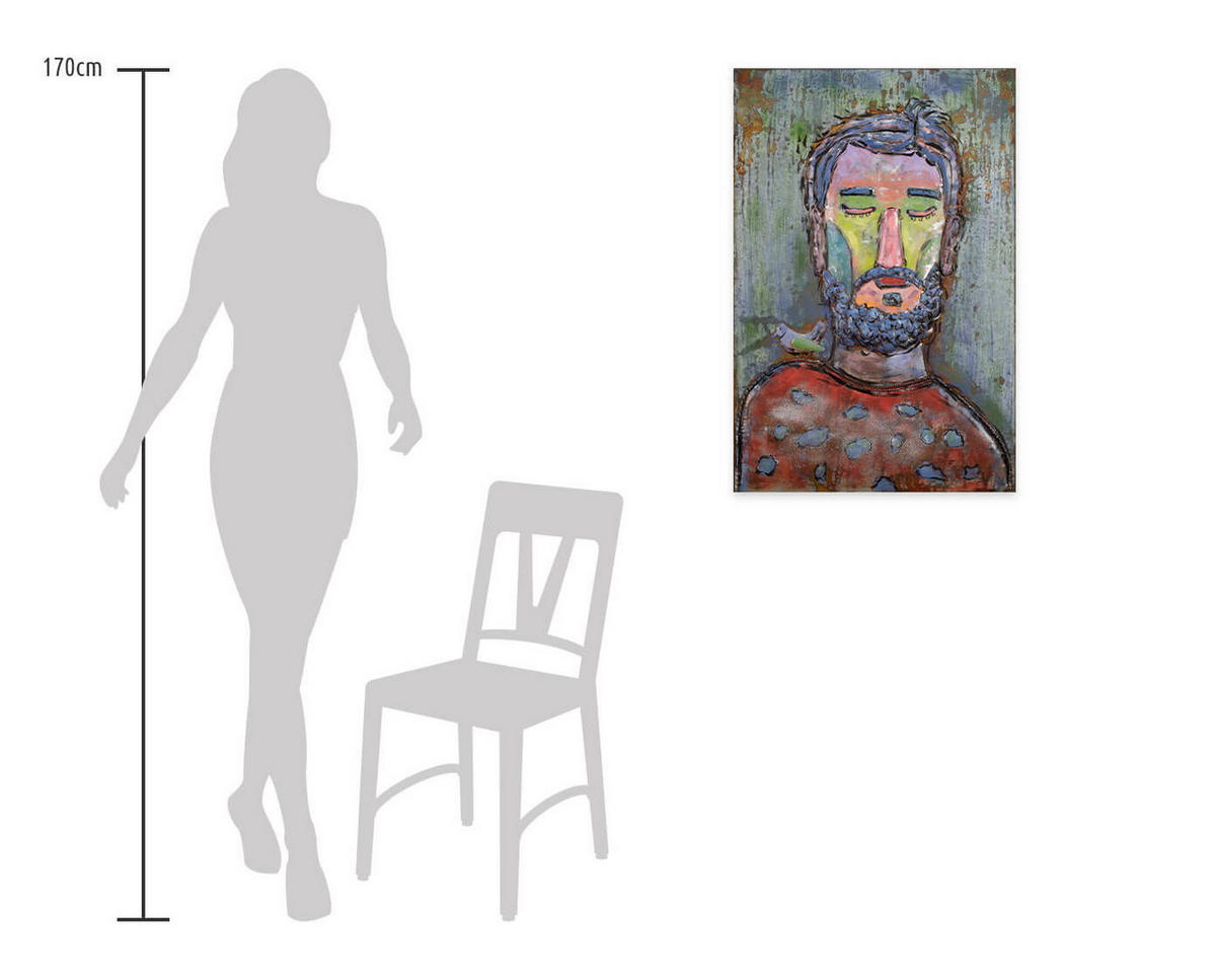 METALLBILD Bunt 60/90 cm - Multicolor, Metall (4/90cm) - KUNSTLOFT