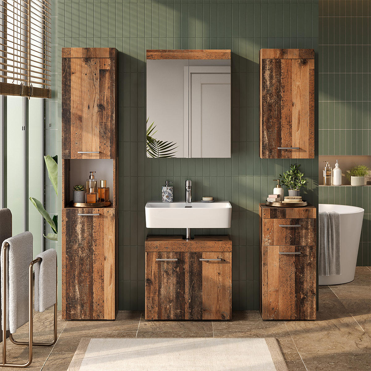 WASCHBECKENUNTERSCHRANK Luna Oldstyle 60 x 56 cm - Braun, Holzwerkstoff (60/56/34cm) - Vicco