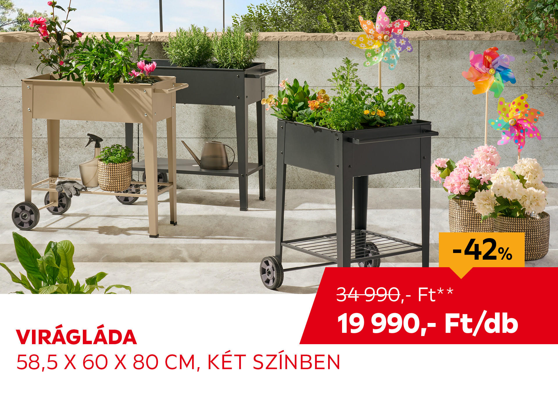 Virágláda, 58,5 x 60 x 80 cm Kiemelt termék 34990 Ft.- helyett 19990 Ft.-