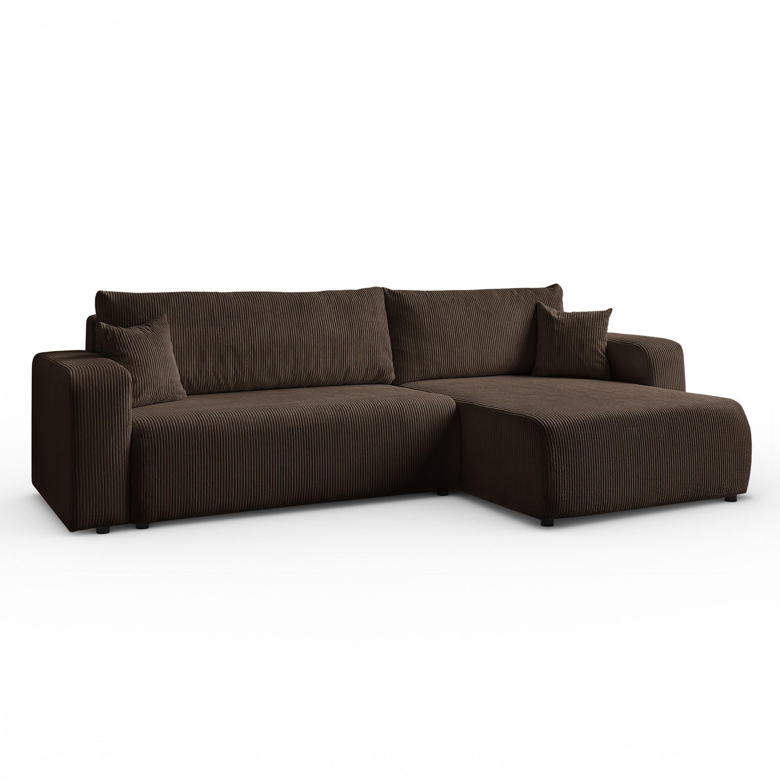 ECKSOFA Sofia in L-Form 277 x 143 cm Schlaffunktion Bettkasten Couch Cord universale Seite, braun - Braun, Kunststoff (143/83/277cm) - Margaret Hadas24