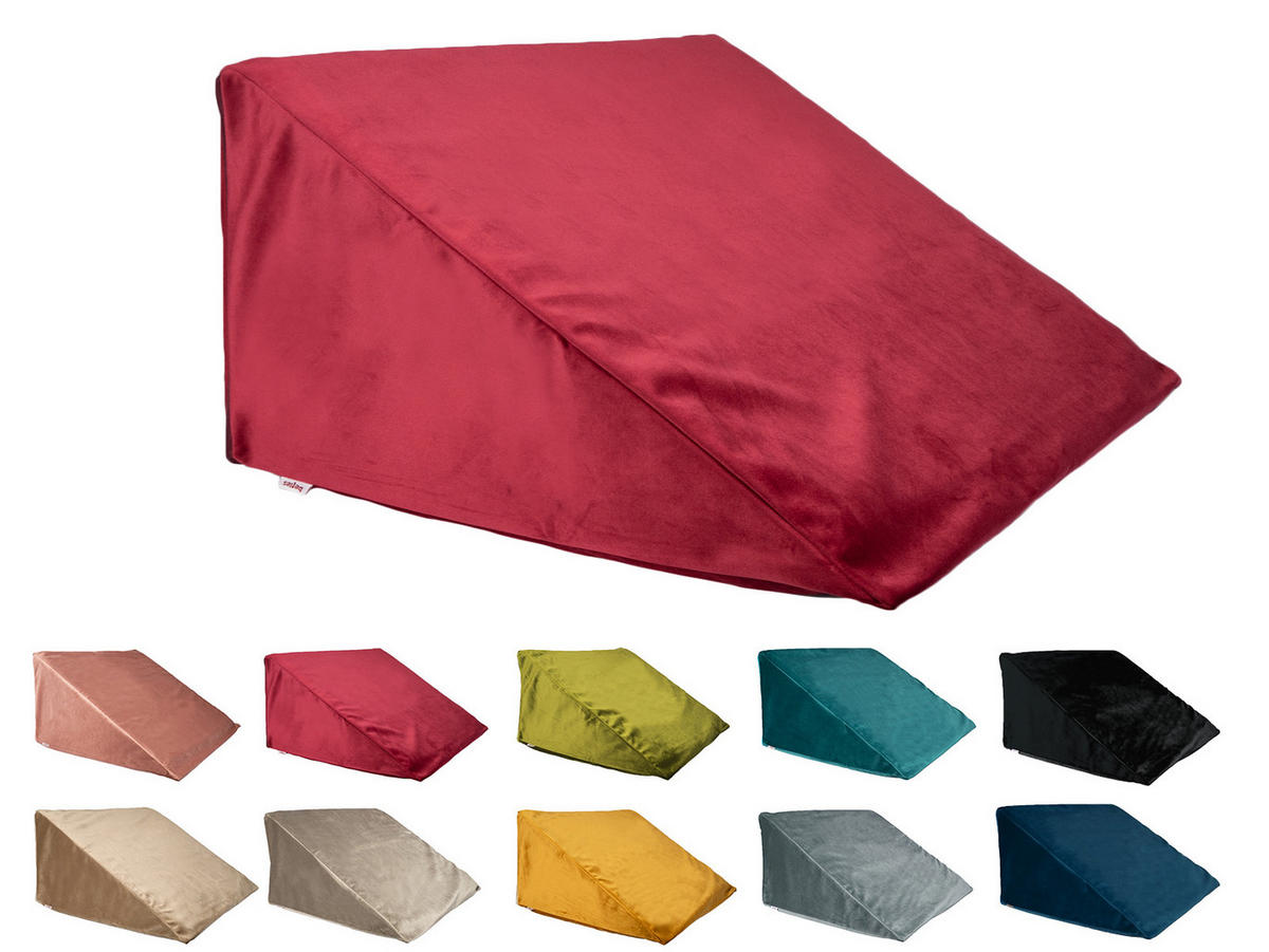 KEILKISSENHÜLLE Samt&Sonders karmin-rot 62/49/30 cm - Rot, Textil (49/62cm) - beties Heimtextil