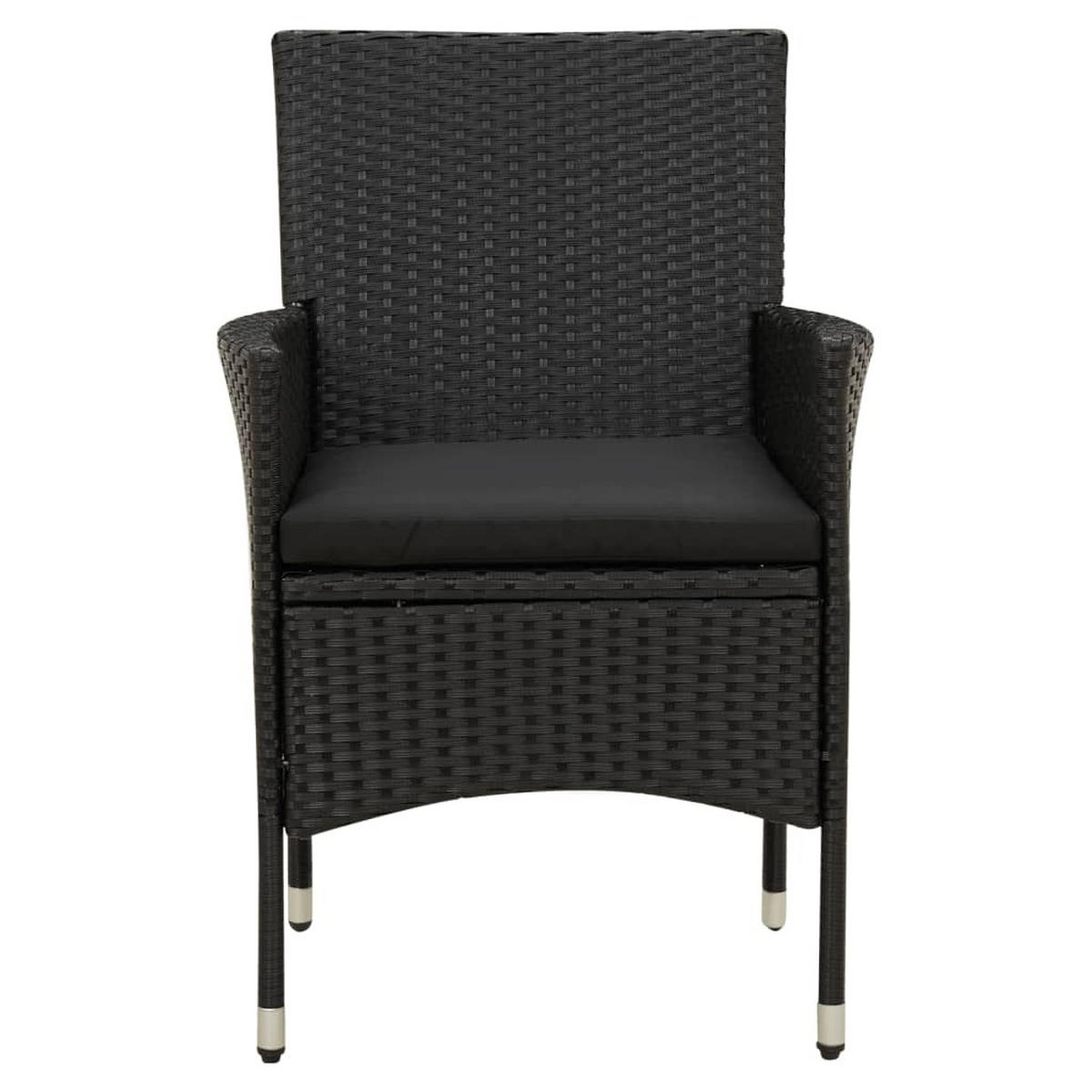 GARTENSTÜHLE mit Kissen 4 Stk. Poly Rattan Schwarz - Anthrazit/Schwarz, Metall (61/88/60cm) - furnicato