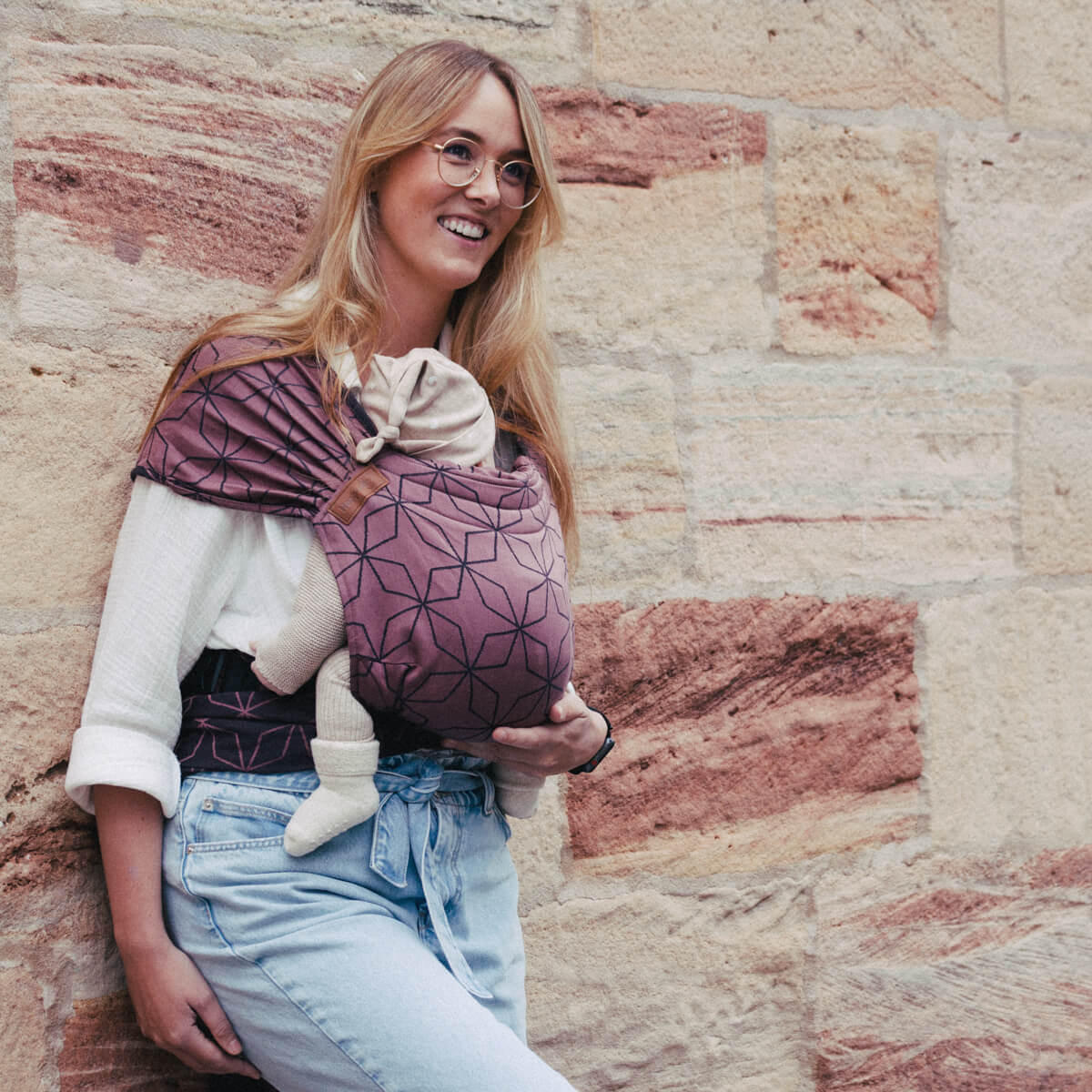 BABYTRAGE Hop-Tye Advanced - Rosa/Weiß, Textil (26.5/7.2/38.5cm) - Hoppediz