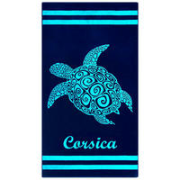 STRANDTUCH Frottee Velours Jacquard Blau 90x170 400g/m² - Nonza - Blau, Textil (170/90cm) - LE COMPTOIR DE LA PLAGE