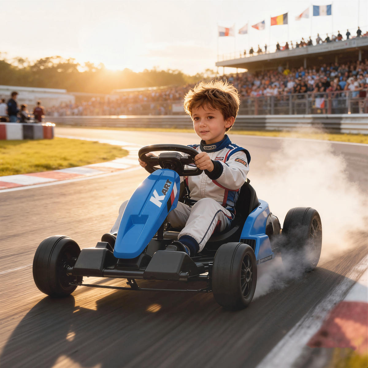 KINDER-ELEKTRO-GOKART 24V 6-18km/h Verstellbarer Sitz - Blau, Kunststoff (115/77/55.5cm) - AIYAPLAY