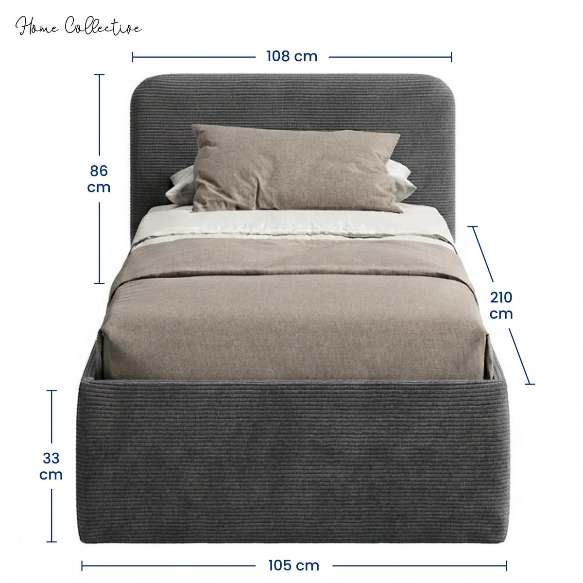 POSLTERBETT 100x200 cm in Anthrazit - Anthrazit, Holzwerkstoff/Textil (100/200cm) - Home Collective