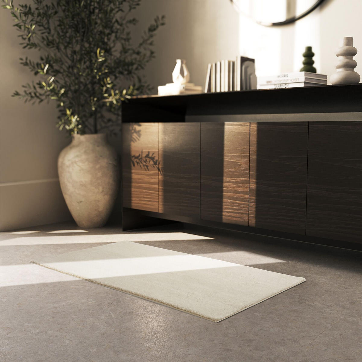 KURZFLORTEPPICH Soft Zone,rutschfeste Unterseite,beige - Beige, Kunststoff (110/60cm) - tectake