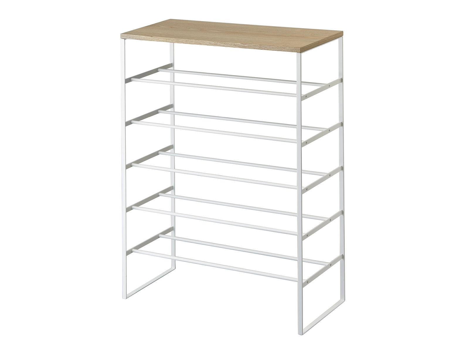 SCHUHREGAL Tower weiß 66/87/25 cm schmal mit Ablage - Weiß, Metall (66/87/25cm) - Yamazaki