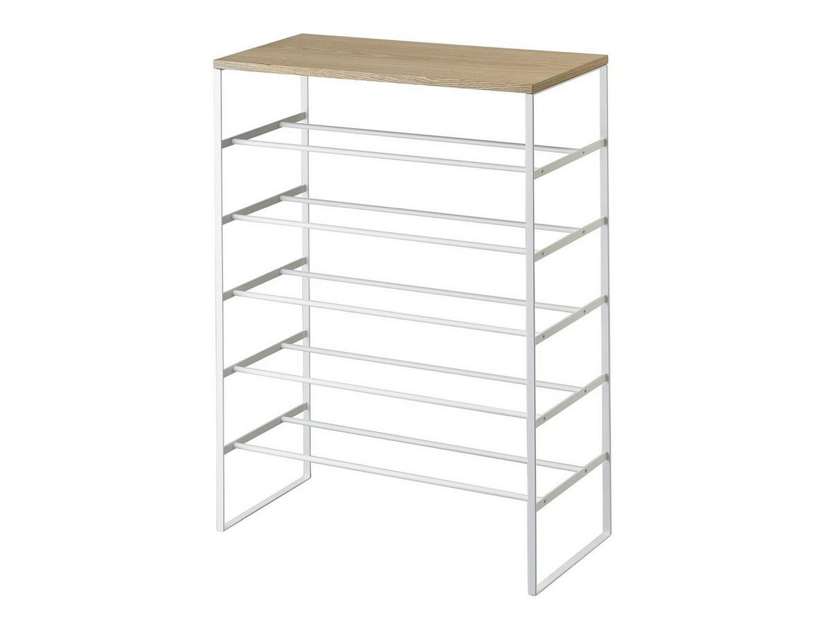 SCHUHREGAL Tower weiß 66/87/25 cm schmal mit Ablage - Weiß, Metall (66/87/25cm) - Yamazaki