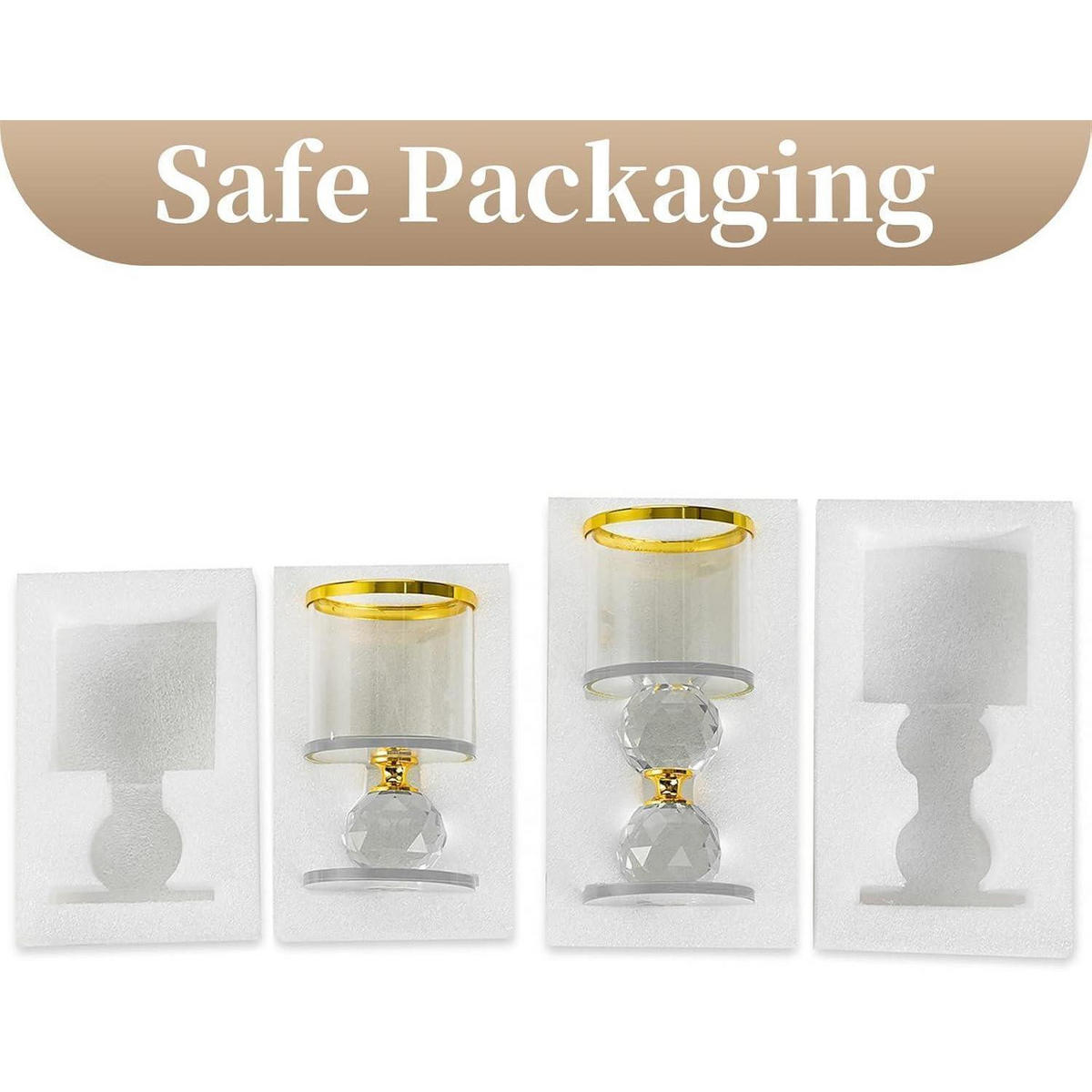 KERZENSTÄNDER 2-teiliges Set Glas Kristall Gold - Goldfarben, Glas (7/15.3/7cm)