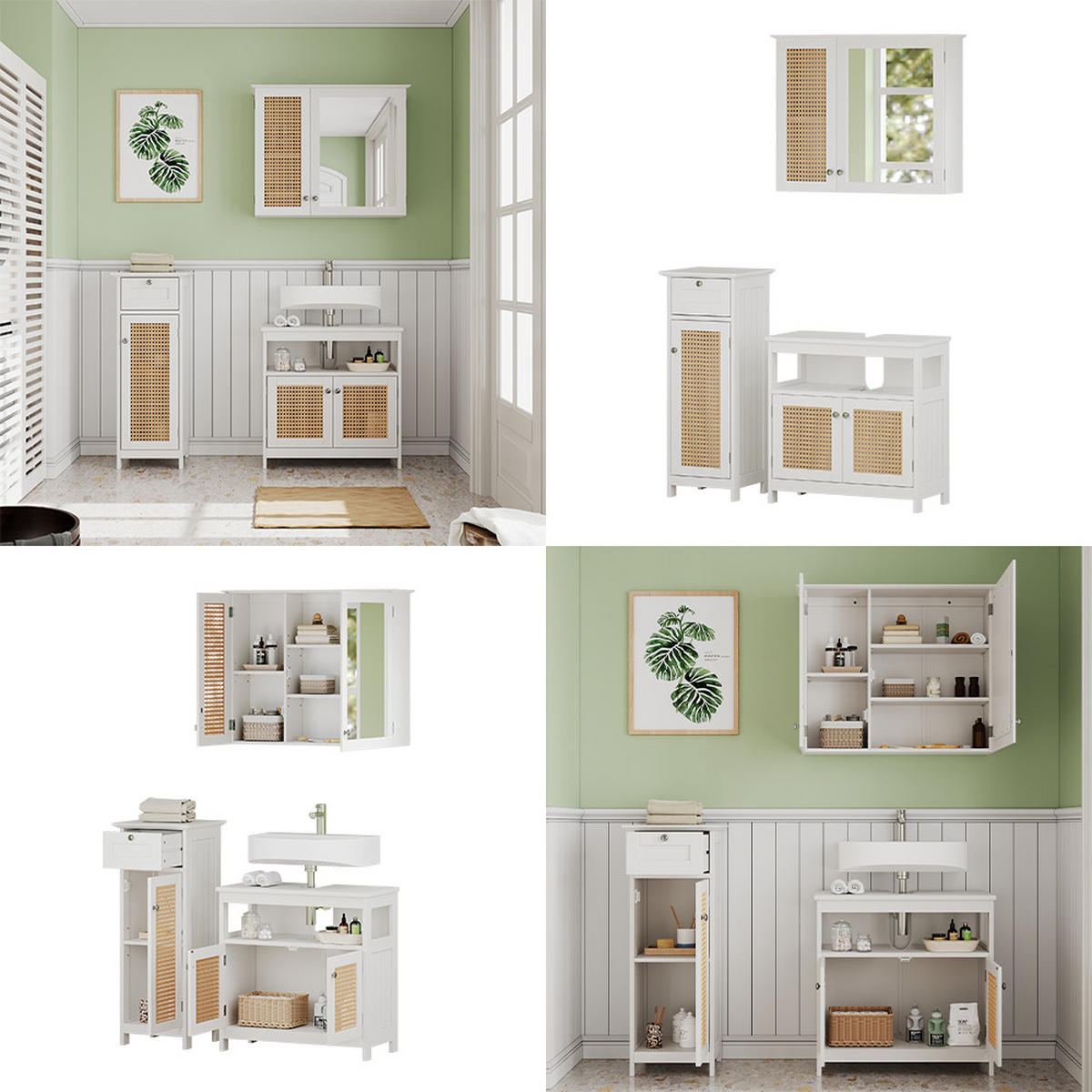 BADMÖBEL-SET Rosario Weiß 3 Teile, mit Midischrank - Weiß, Holzwerkstoff (60/60/30cm) - Vicco