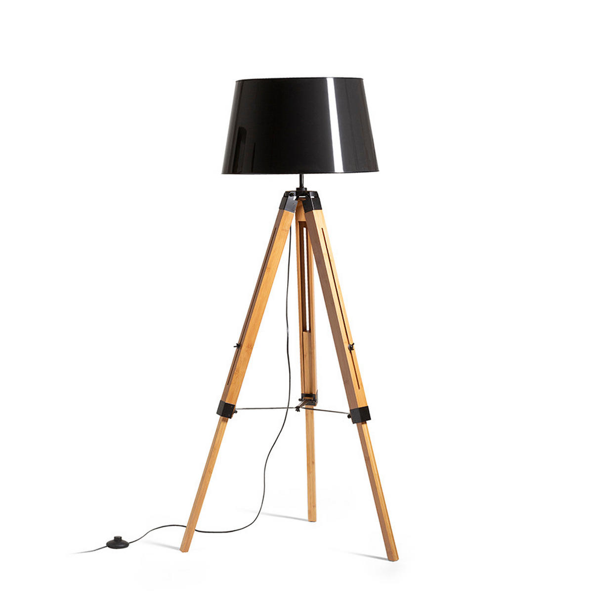 STEHLEUCHTE ALVIS/RIDICK Schwarzglänzend 15 W - Schwarz, Metall (25/25/160cm) - Rendl