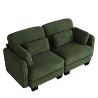2-SITZER-SOFA Modular Chenille mit Kissen, DE-42686, Grün - Grün, Holz (176/88/88cm) - ComfortXL