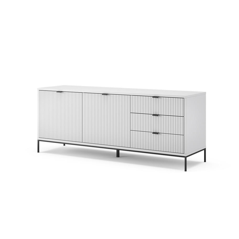LOWBOARD Eliza Weiß 150.1 x 60 cm mit 3 Schubladen, 2 Türen - Weiß, Holzwerkstoff (150/60/42cm) - Vicco
