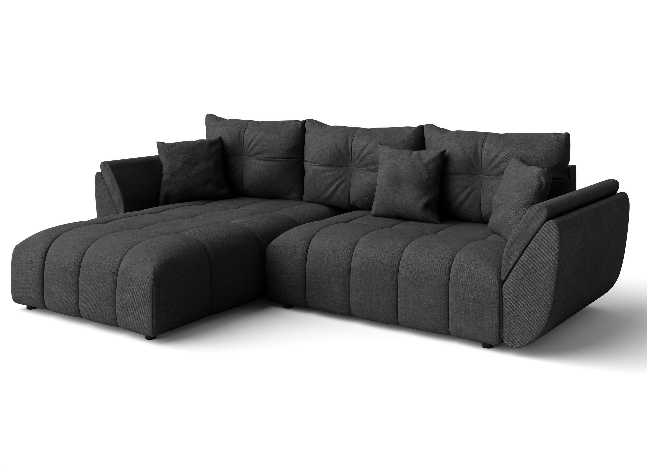 ECKSOFA L Form Verciani Dunkelgrau 266/190/91 cm mit Schlaffunktion - Dunkelgrau/Schwarz, Kunststoff/Textil (266/190cm) - AX Living