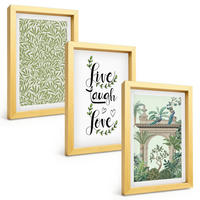 BILDER SET 3er Set - 20x30 cm Goldrahmen - Grüne Blätter von Pflanzenarchitektur - Goldfarben, Kunststoff (20/30cm) - TULUP
