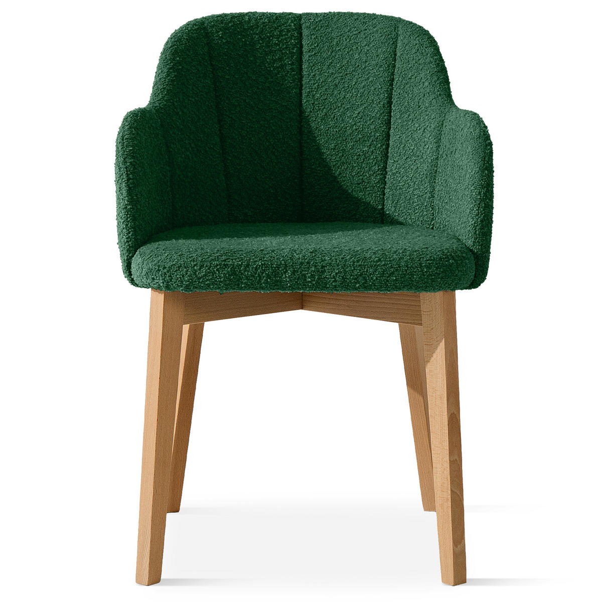 POLSTERSTUHL LONIS Esszimmerstühle 2er Set - Dunkelgrün/Eichefarben, Holz/Textil (55/82/54cm) - KONSIMO®