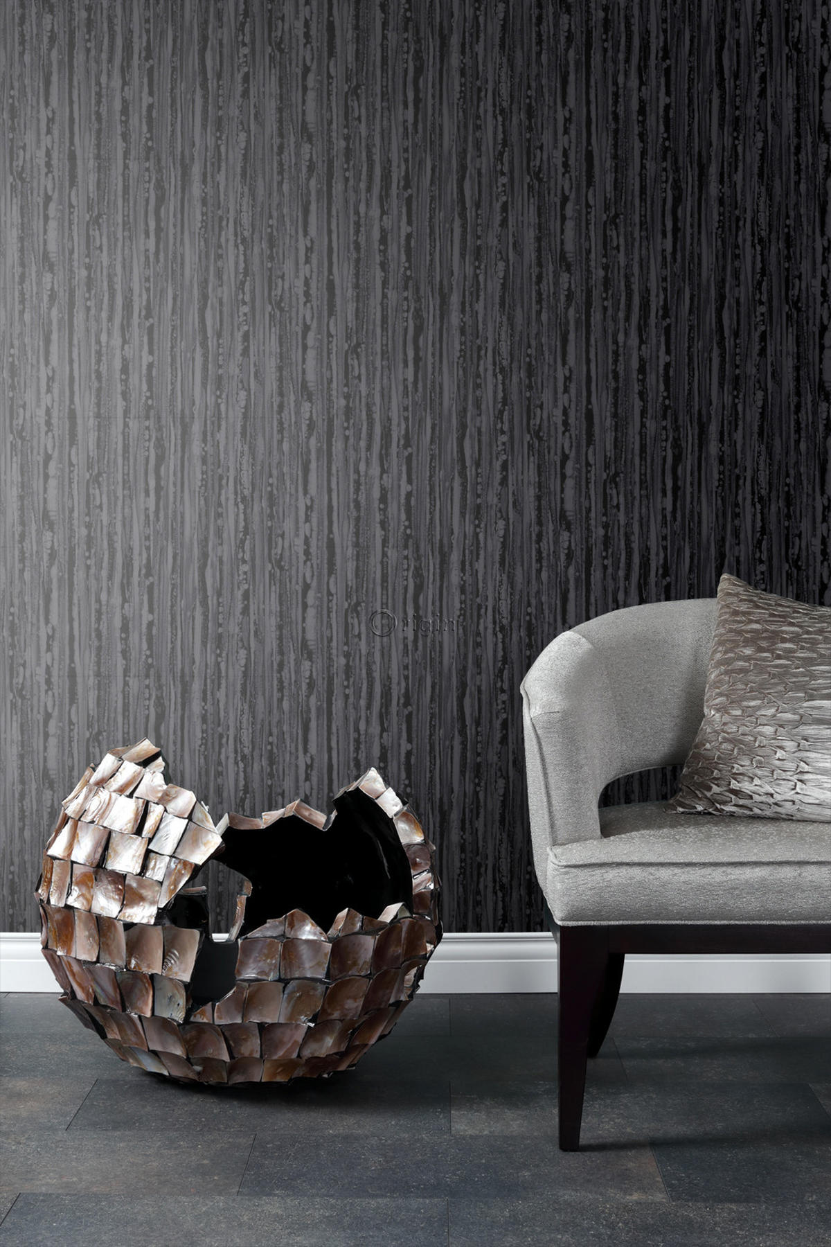 TAPETE Streifen 53 cm x 10.05 m - Schwarz, Papier (53/1000cm) - Origin Wallcoverings