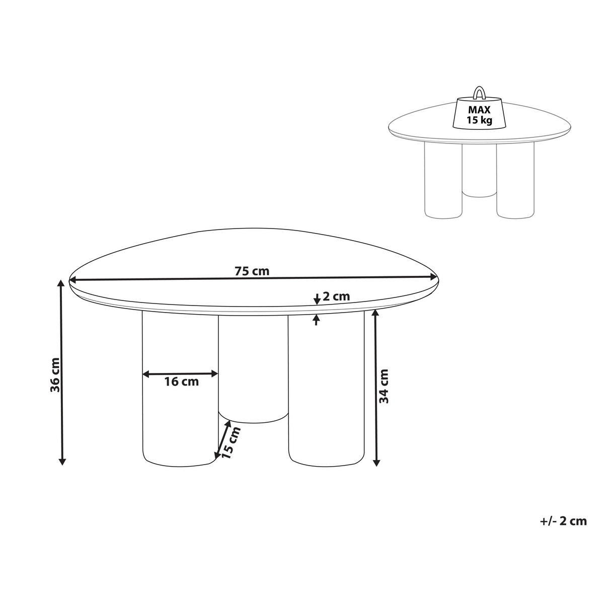 COUCHTISCH Braun Dacoma - Braun, Holzwerkstoff (75/75/36cm) - Beliani