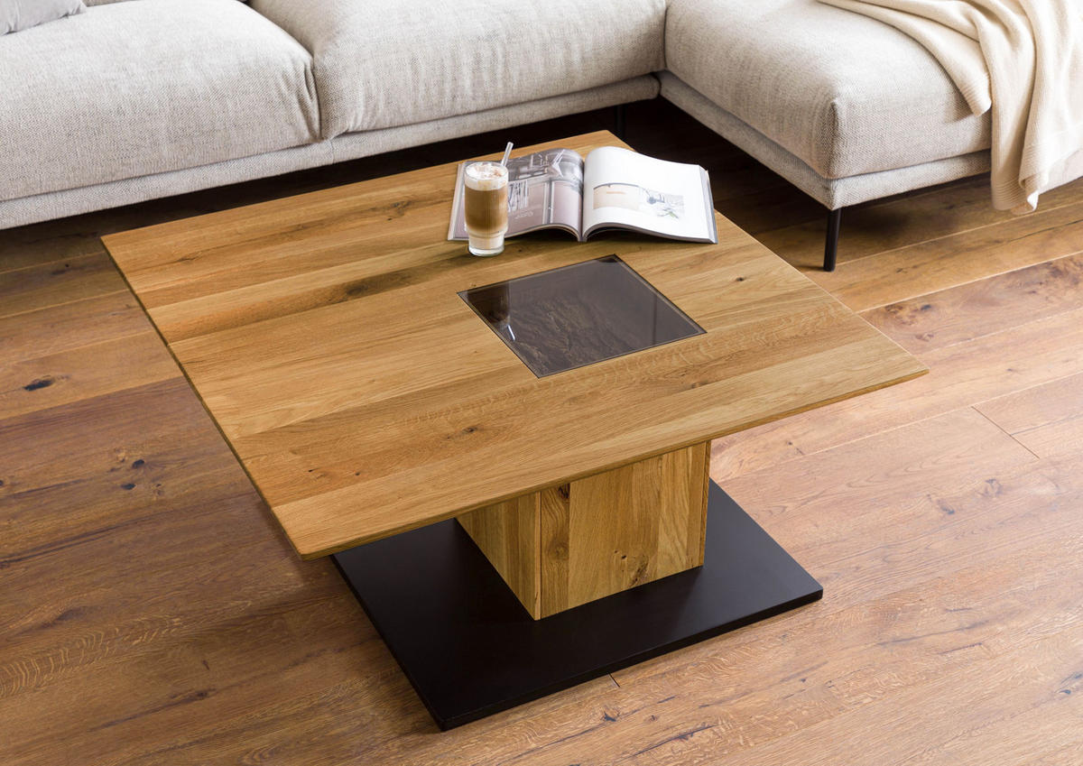 COUCHTISCH Wildeiche 95x95x45 natur geölt LINDAU #03 - Naturfarben, Holz (95/95/45cm) - Massivmoebel24