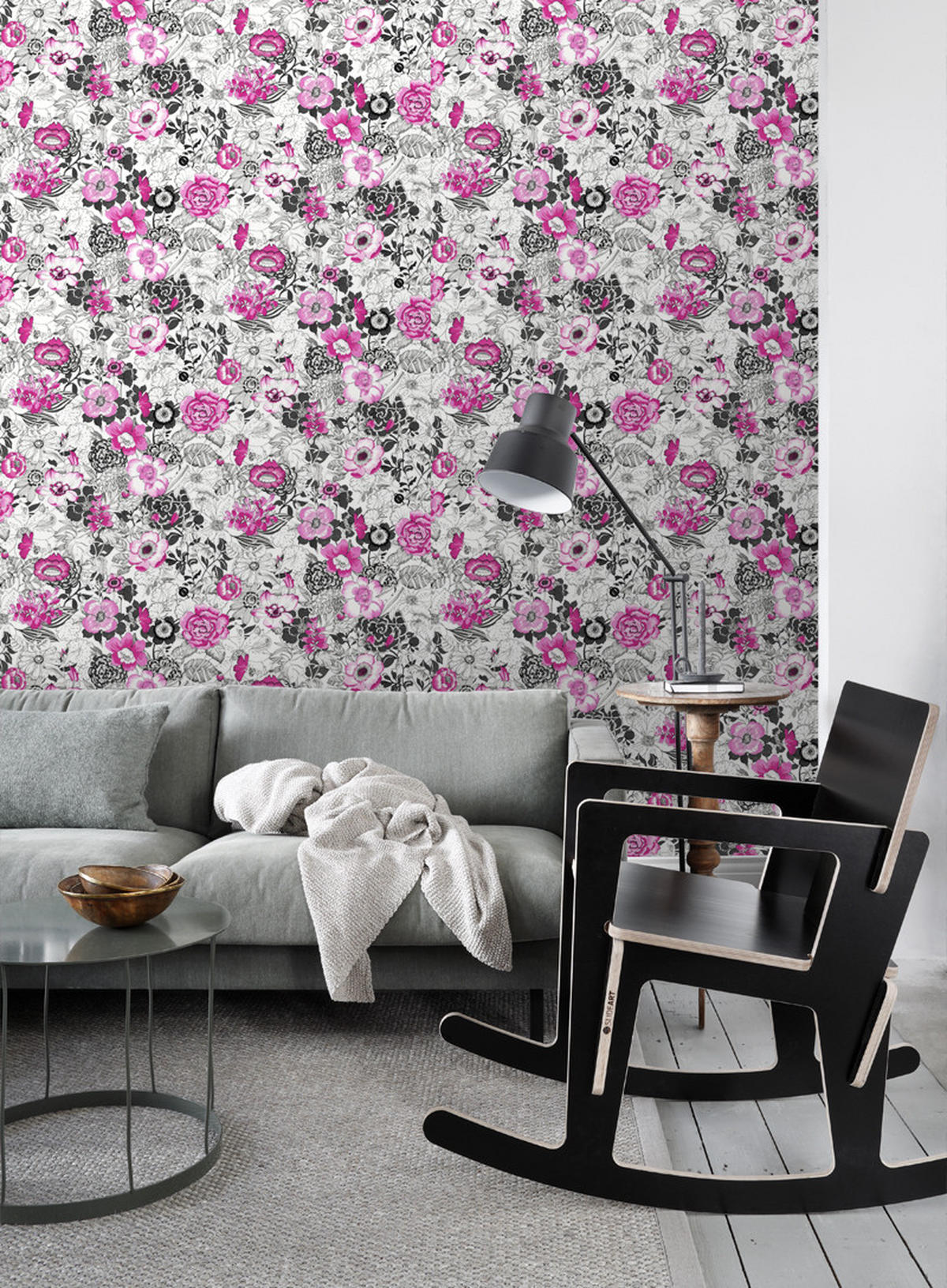 TAPETE Blumen 53 cm x 10.05 m - Pink, Papier (53/1000cm) - ESTAhome