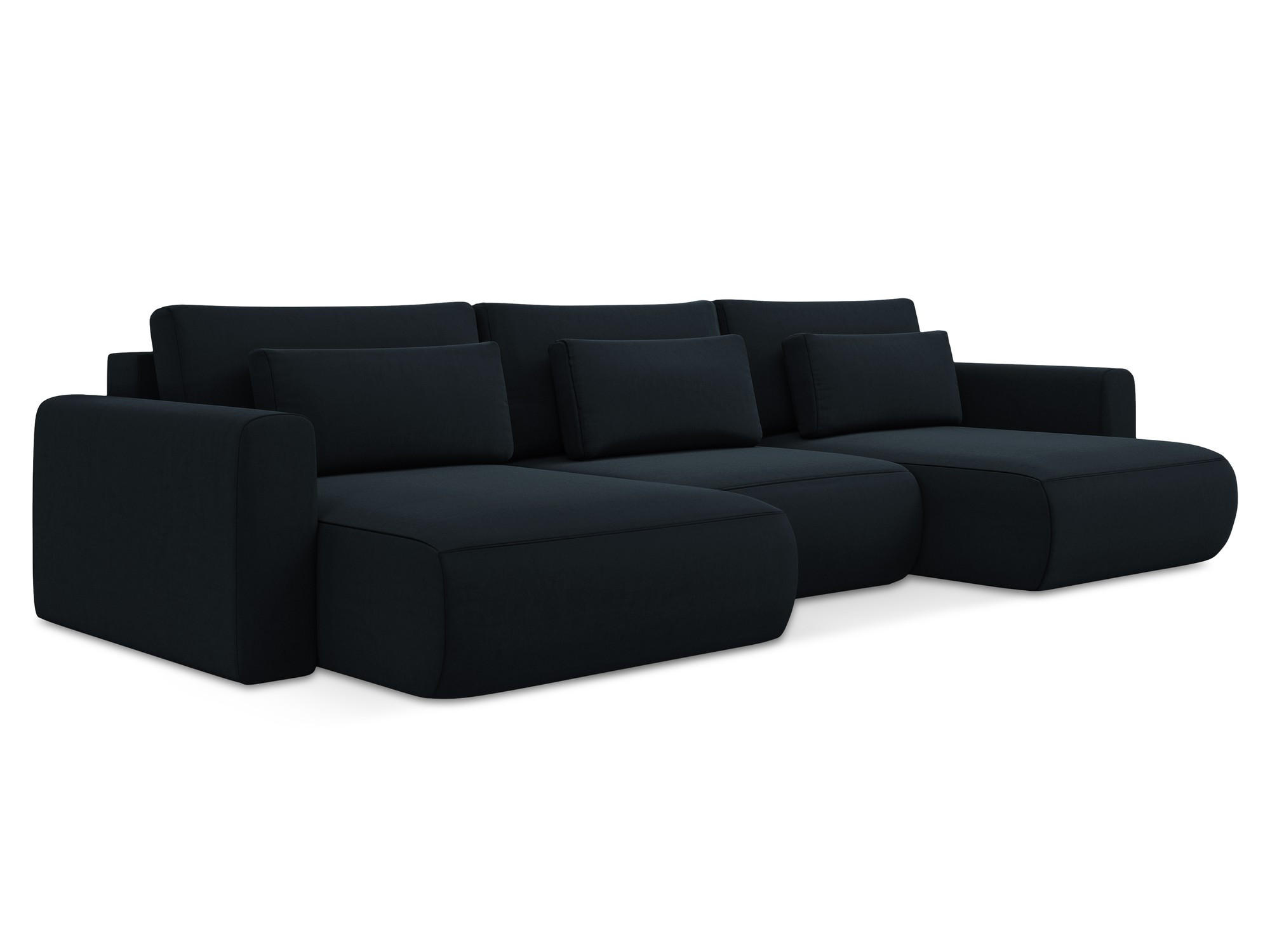 WOHNLANDSCHAFT Samt Stoff Blau - Blau/Schwarz, Kunststoff/Textil (340/82/149cm) - Makamii