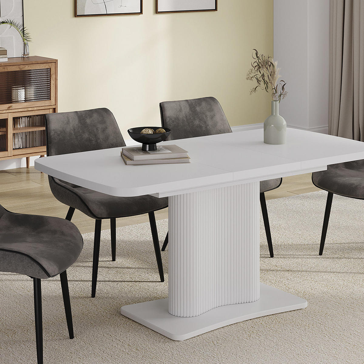 JÍDELNÍ STŮL Fenaro Bílá/bílá - bílá, kompozitní dřevo (80/120/77.4cm) - Vicco