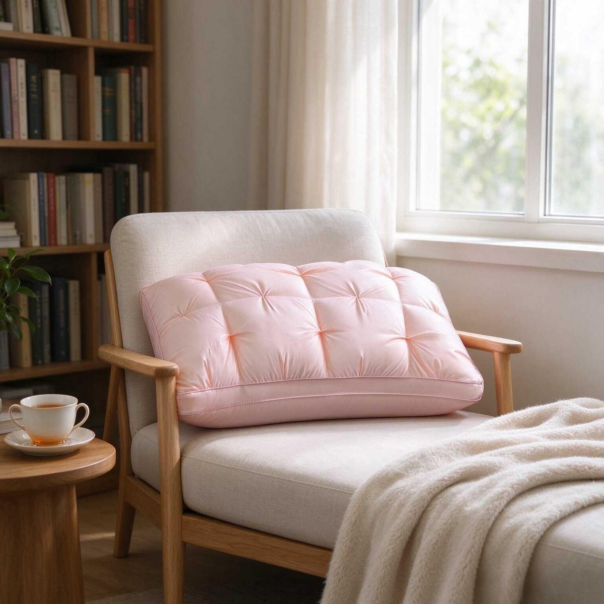 KISSEN – Hohes Kissen – 48 x 74 cm – Hellrosa - Hellrosa, Textil (74/48cm)
