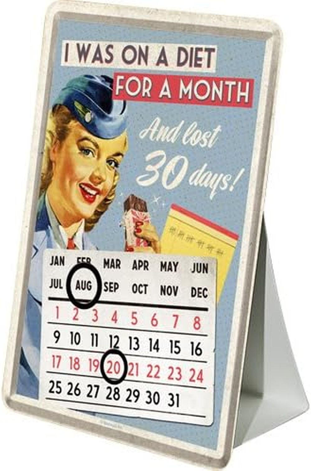 MINIBLECHSCHILD 10/14 cm Tischkalender I was on a Diet.. - Multicolor, Metall (10/14/0.1cm) - Nostalgic-Art