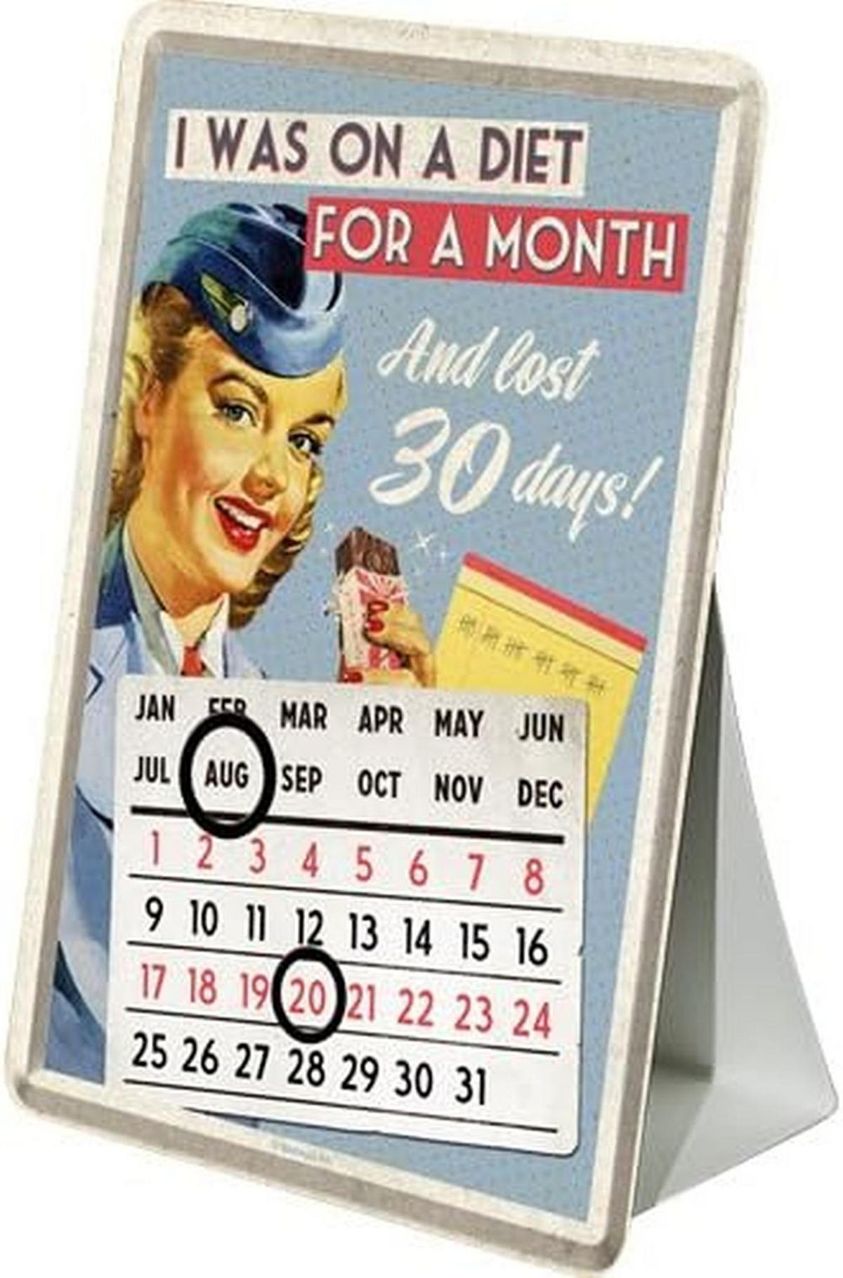 MINIBLECHSCHILD 10/14 cm Tischkalender I was on a Diet.. - Multicolor, Metall (10/14/0.1cm) - Nostalgic-Art