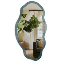SPIEGEL 90x45 cm asymmetrisch mit Druck - Dunkeltürkis - Transparent, Glas (45/90/0.4cm) - TULUP