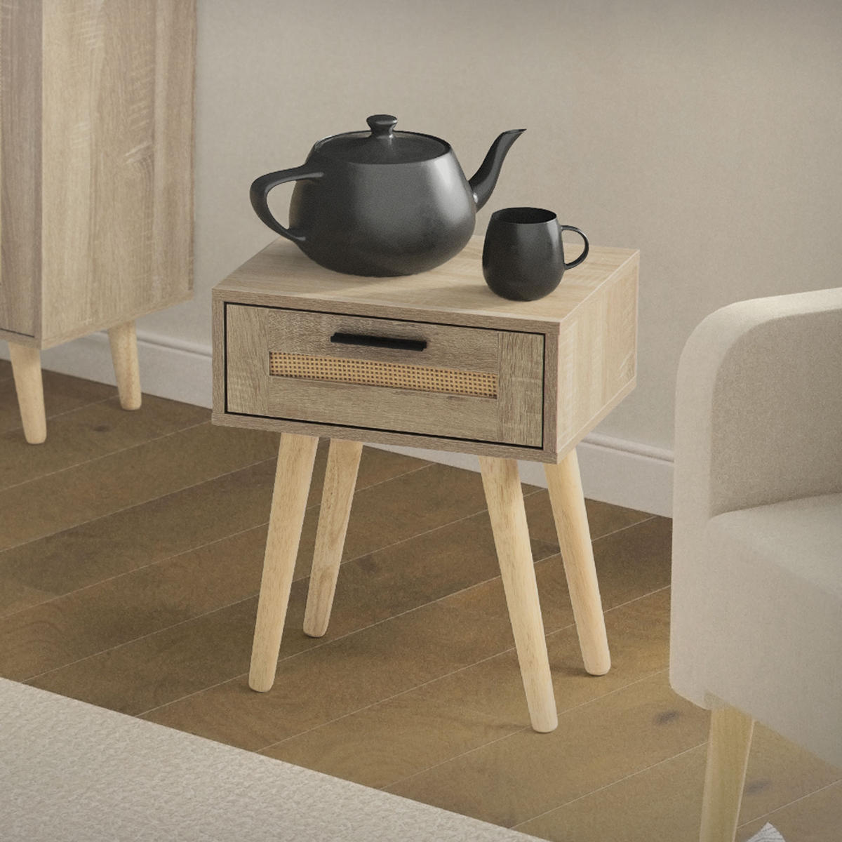 NACHTTISCH - Beige, Holzwerkstoff (40/50.5/30cm) - ML-DESIGN