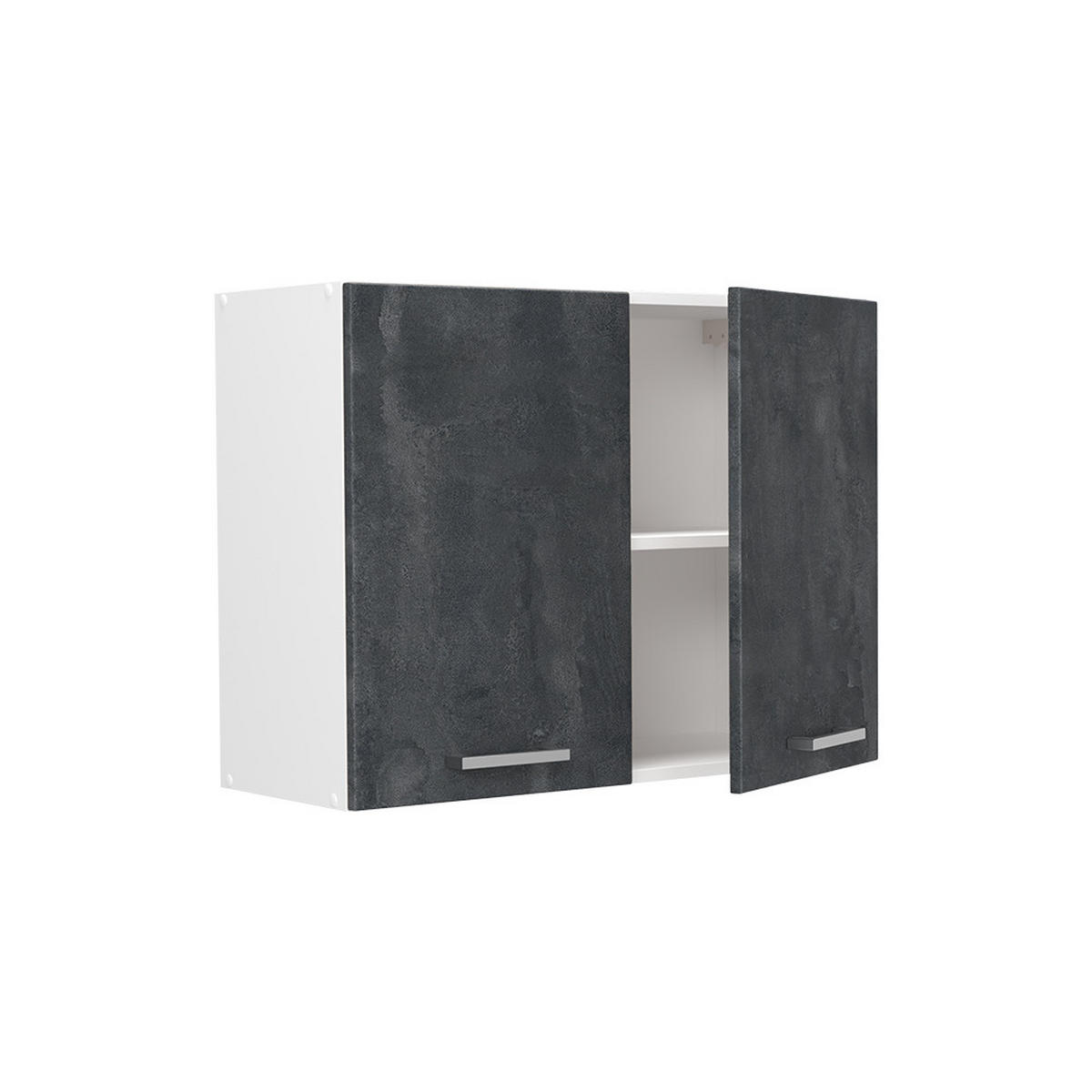 KÜCHENGLASSCHRANK R-Line, Schwarz Beton/Weiß, 80 cm - Schwarz/Weiß, Holzwerkstoff (80/60/31cm) - Vicco