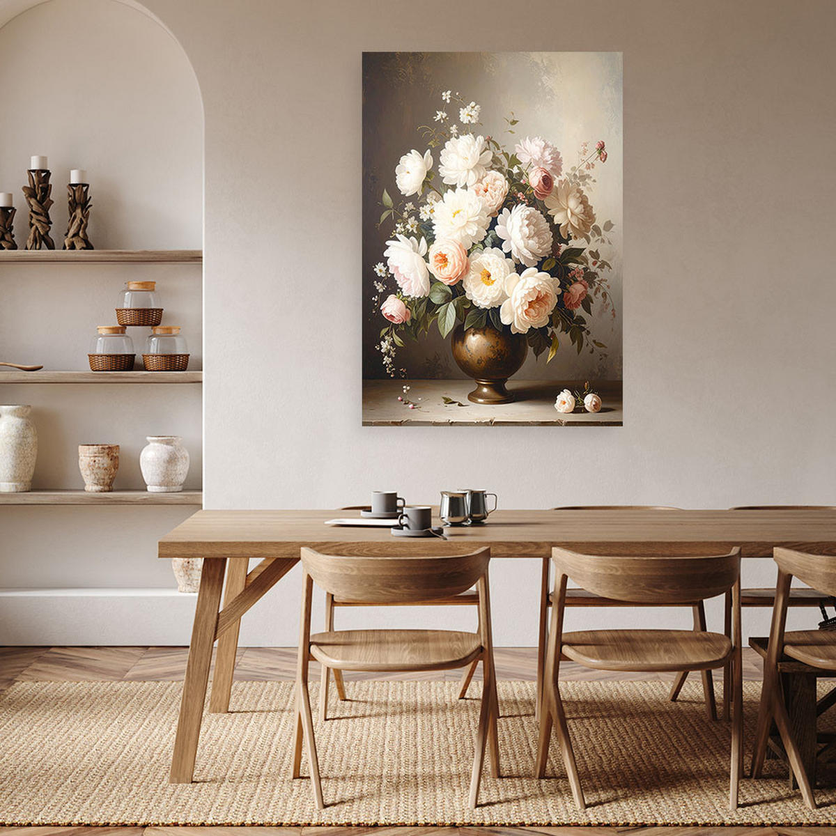 LEINWANDBILD Blumen 80x120cm - Beige, Textil (80/120cm) - Feeby