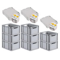 EUROBOX 8x Nextgen Economy Mit Scharnierdeckel Grau/Gelb Griffe Offen 20 Liter - Gelb, Kunststoff (30/22/40cm) - PROREGAL