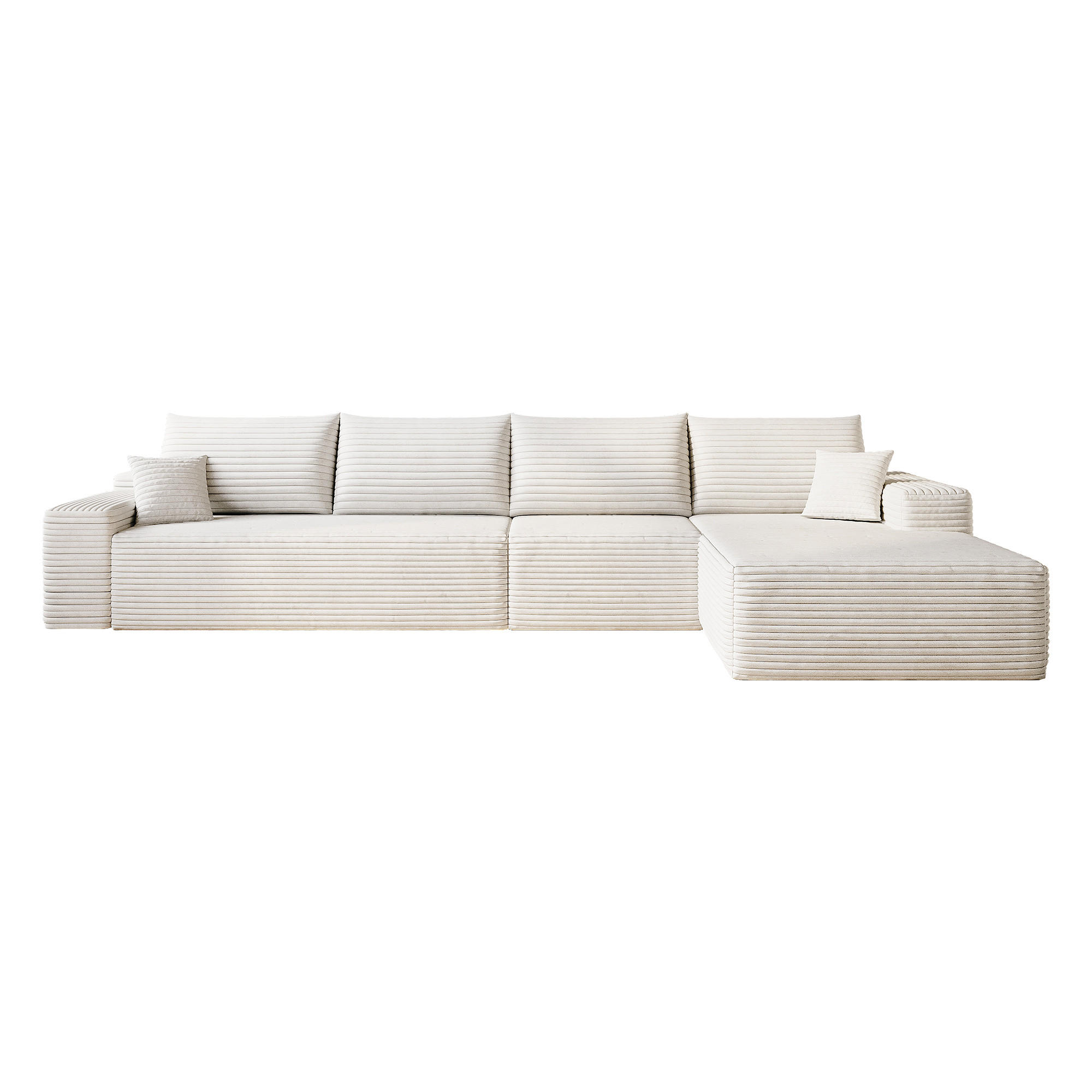 ECKSOFA 340/175/83 cm Weiß mit L-förmiger Chaiselongue, Rechte Seite - Weiß, Textil (340/175cm) - Oxeza