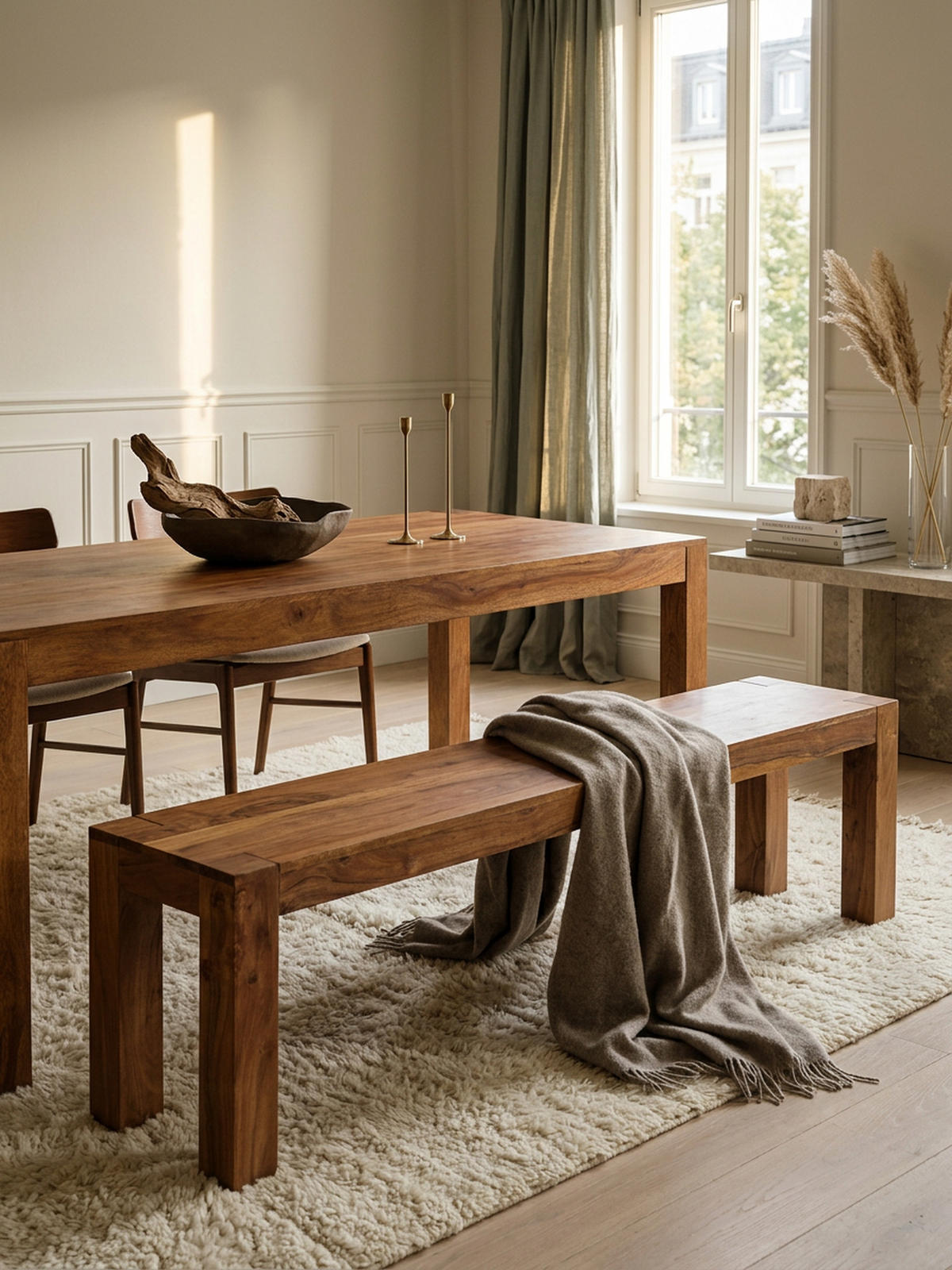 ESSZIMMERBANK MUMBAI Massivholz Landhausstil, Dunkelbraun 140x35x45 cm - Braun, Holz (140/45/35cm) - KADIMA DESIGN
