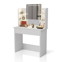 SCHMINKTISCH Zoey mit LED-Spiegel - Weiß, Holz (40/140/90cm) - Juskys